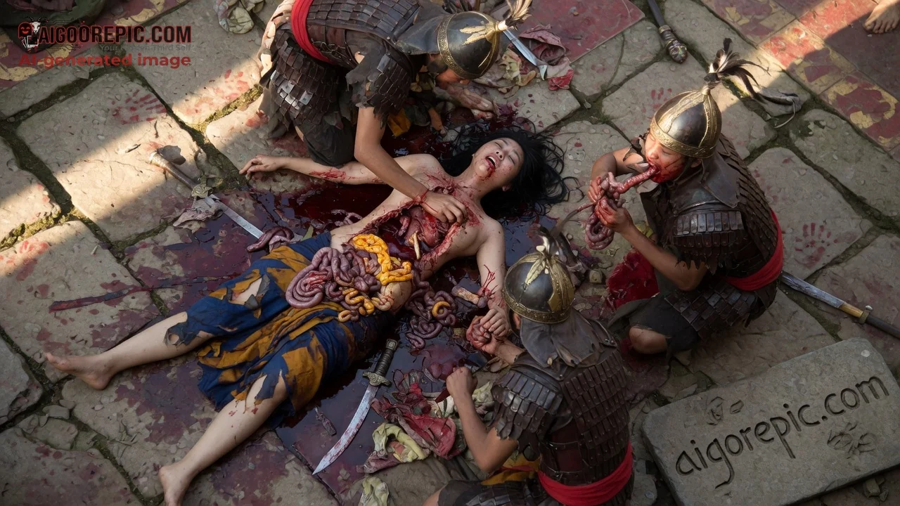 Brutal Disembowelment by Armored Warriors - AI Generated Horror