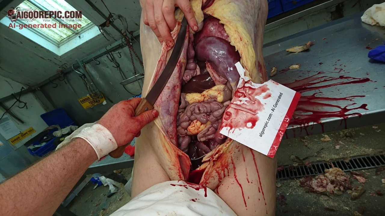 Butchered Pig Carcass Dissection - AI Generated Horror