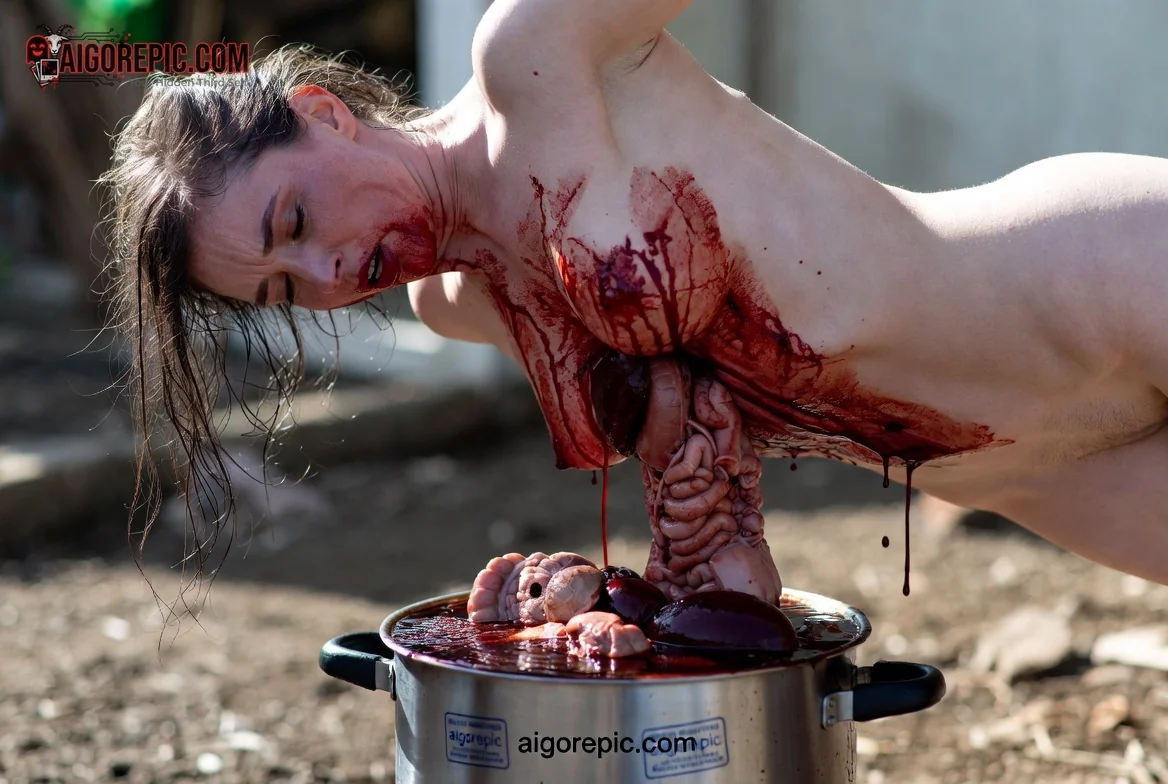 Gruesome Self-Disembowelment Scene - AI Generated Horror