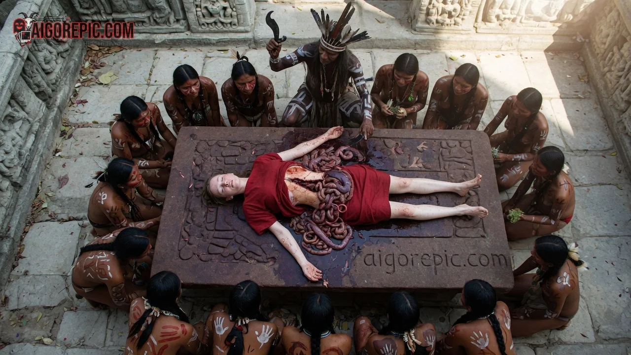 Ritual Sacrifice on Ancient Altar - AI Generated Horror