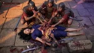 Warriors Devouring Woman's Guts