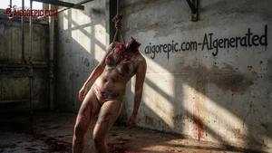 Beheaded Woman Hanging in Warehouse