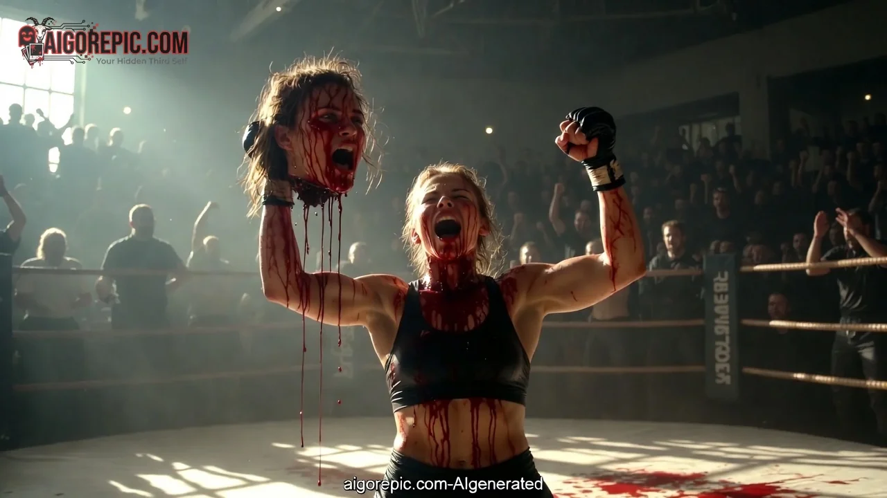 Bloodied Fighter Victory Pose - AI Generated Horror