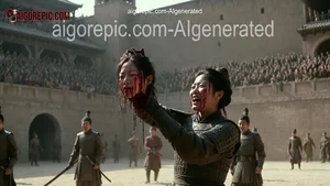Bloodied Warrior Woman Defeated