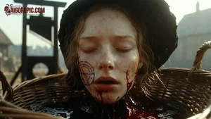 Bloodied Woman in Basket