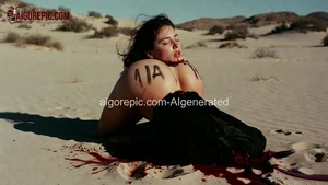 Bloodied Woman in Desert