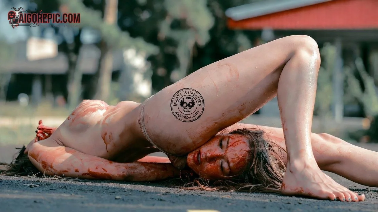 Bloodied Woman on Ground - AI Generated Horror