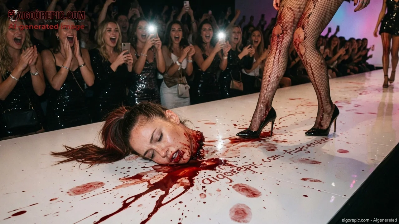 Bloody Model on Runway - AI Generated Horror