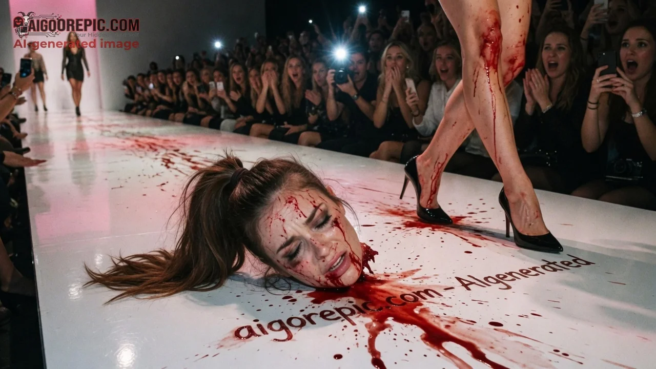 Bloody Model on Runway - AI Generated Horror