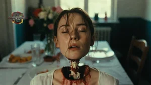 Bloody Neck Injury Scene