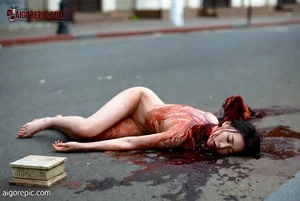 Bloody Nude Woman on Street