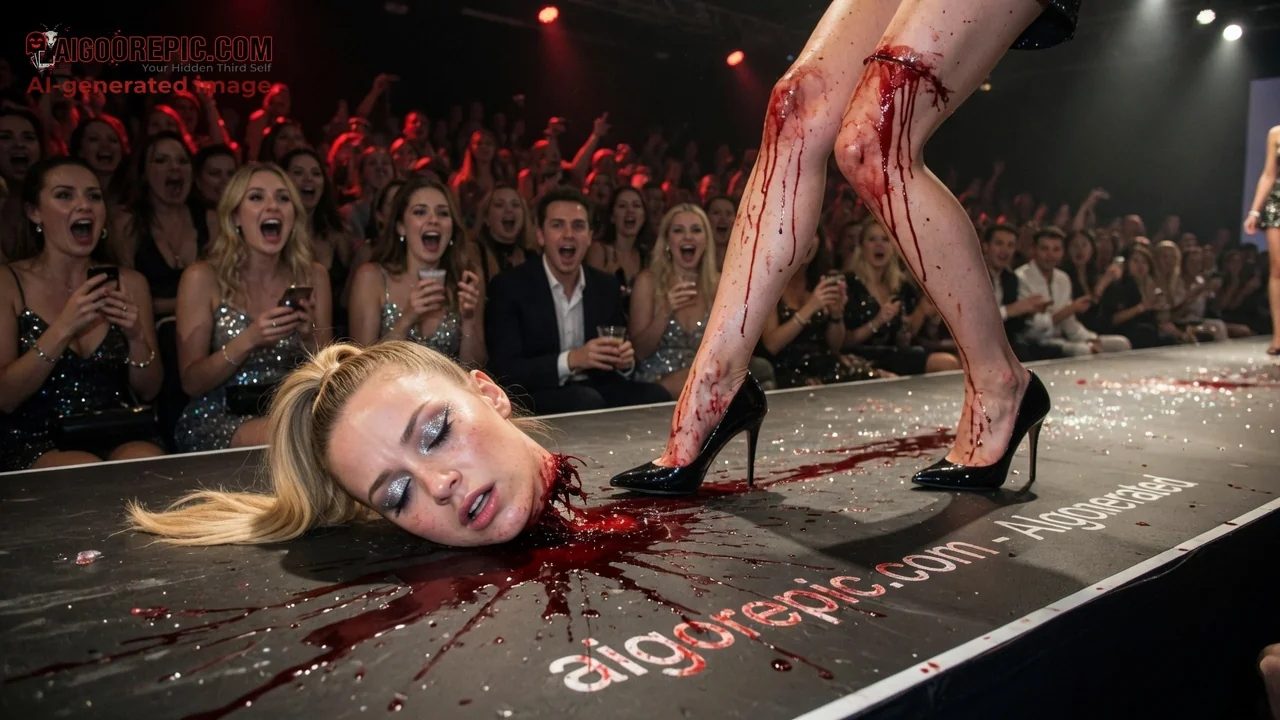Bloody Runway Model Scene - AI Generated Horror