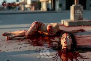 Bloody Woman Corpse on Street