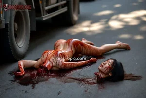 Bloody Woman Corpse on Street