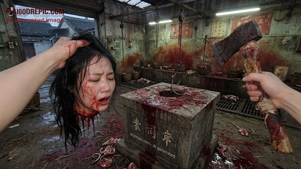 Bloody Woman in Slaughterhouse Horror - AI Generated Horror