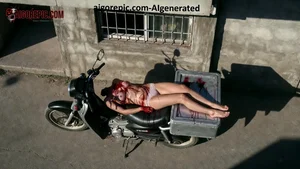 Bloody Woman on Motorcycle