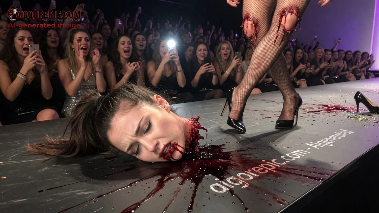 Bloody Woman on Stage - AI Generated Horror