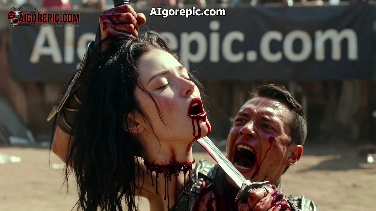 Brutal Gladiatorial Throat Slashing - AI Generated Horror