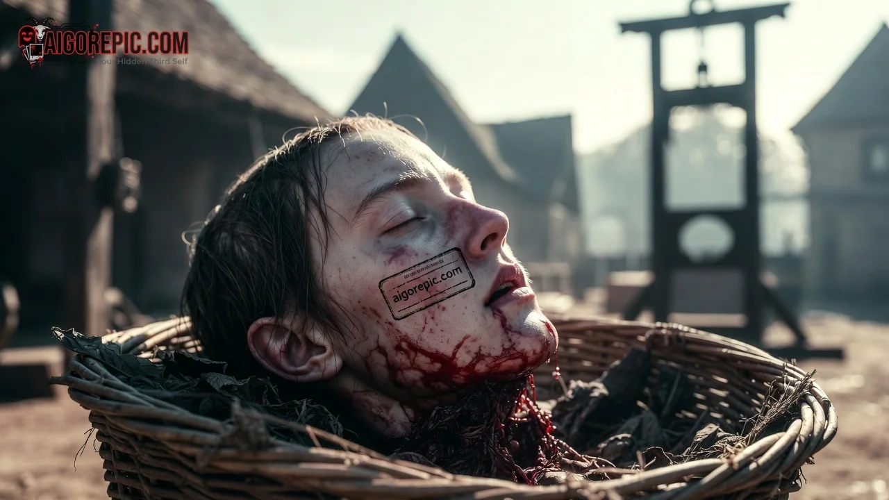 Decapitated Head in Basket - AI Generated Horror