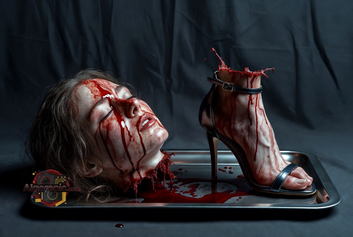 Decapitated Head in Heels - AI Generated Horror