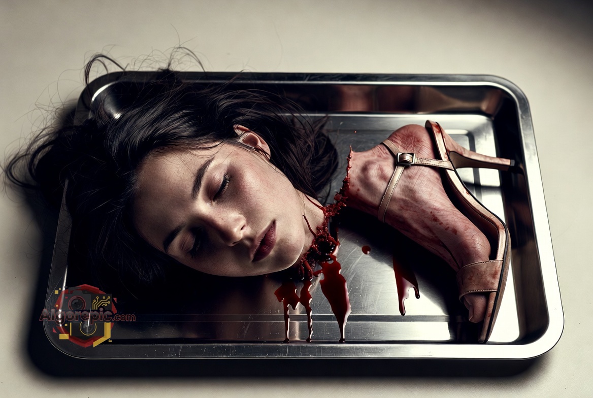 Decapitated Head in Tray - AI Generated Horror