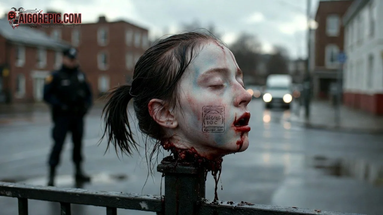 Decapitated Head on Fence - AI Generated Horror
