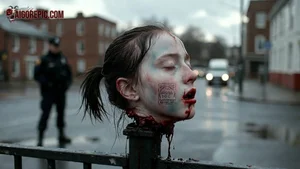 Decapitated Head on Fence