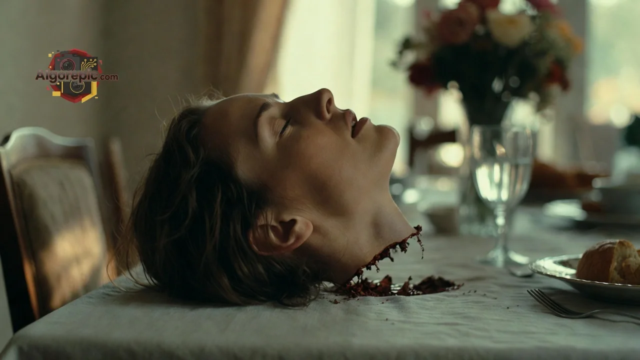 Decapitated Head on Table - AI Generated Horror