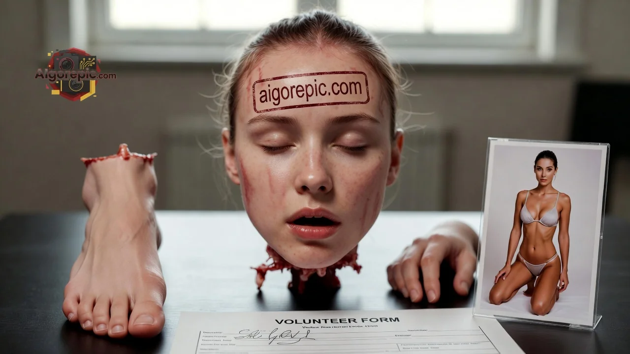 Decapitated Head on Table - AI Generated Horror