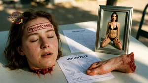 Decapitated Head on Table