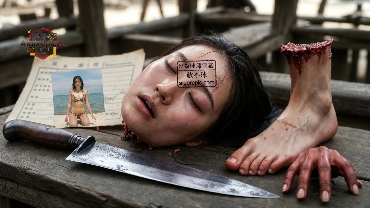 Decapitated Head on Table - AI Generated Horror