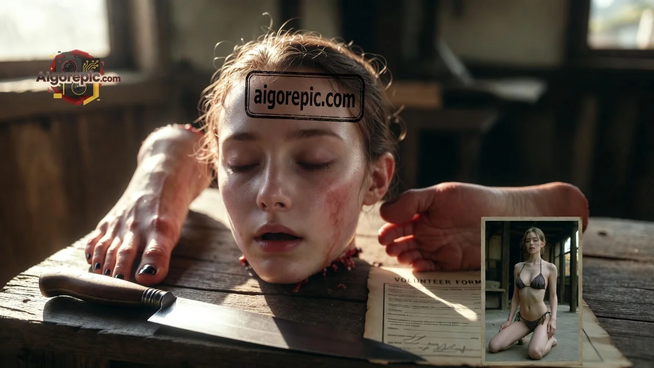 Decapitated Head on Table - AI Generated Horror