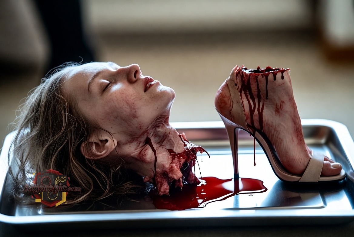 Decapitated Head on Tray - AI Generated Horror