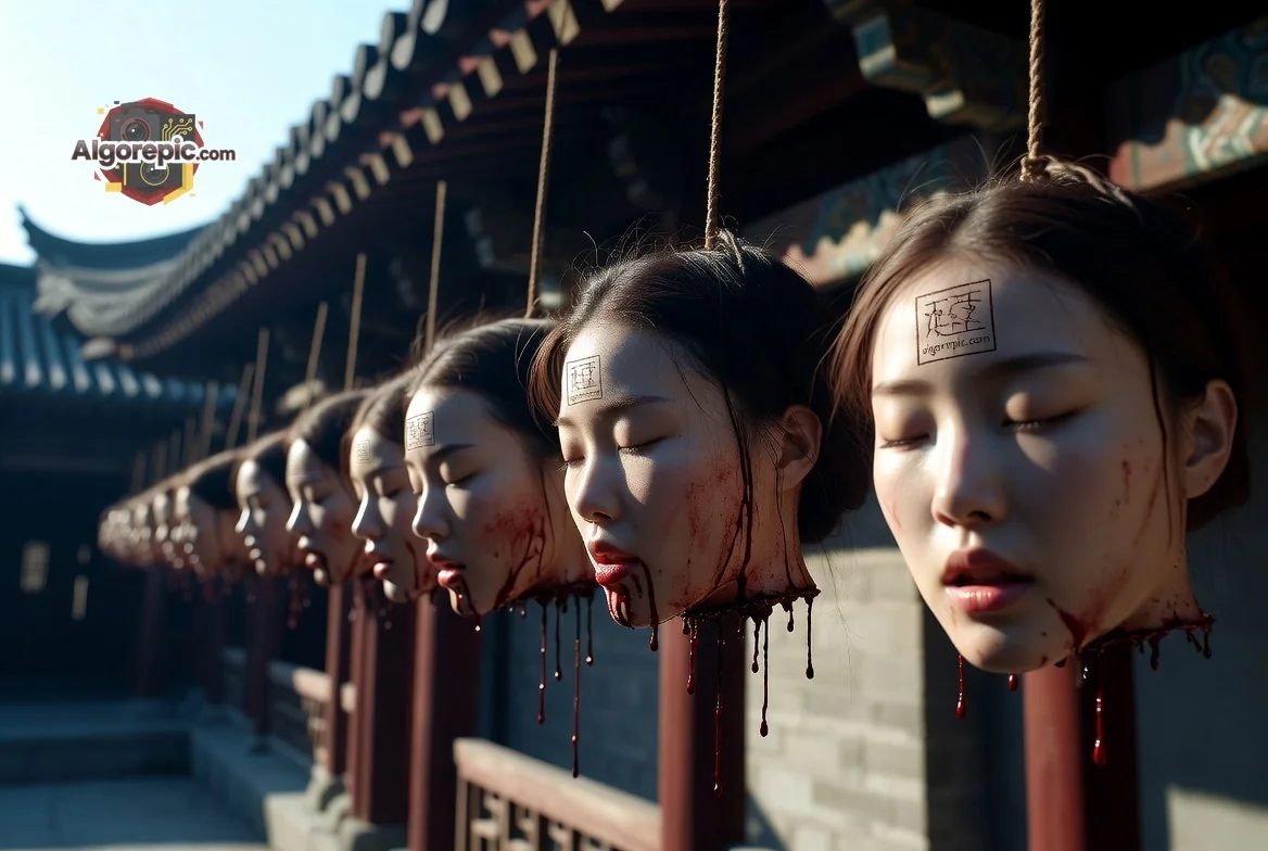 Decapitated Heads Display - AI Generated Horror