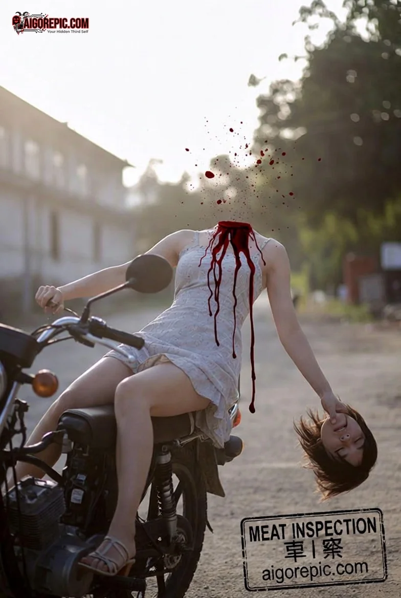 Decapitated Rider on Bike - AI Generated Horror