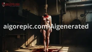Decapitated Woman Hanging in Warehouse