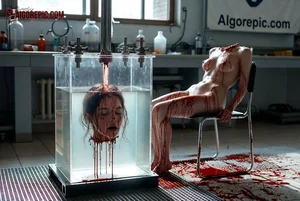 Decapitated Woman in Bloody Lab