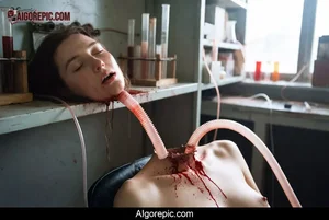 Decapitated Woman in Bloody Lab