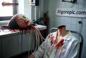Decapitated Woman in Bloody Lab