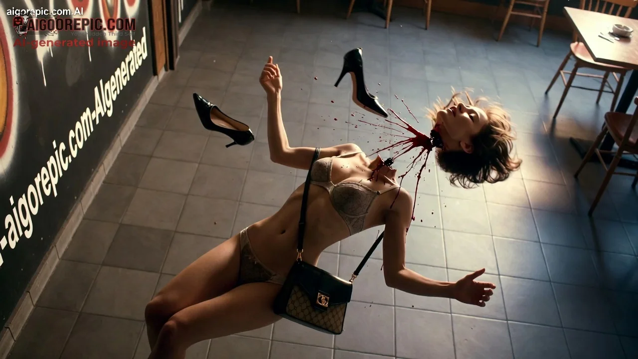 Decapitated Woman in Cafe - AI Generated Horror