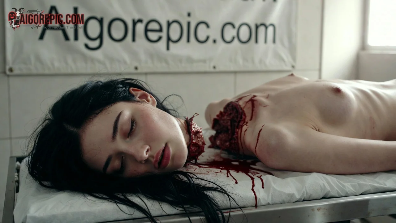 Decapitated Woman on Morgue Slab - AI Generated Horror