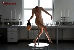 Decapitated Woman on Pole