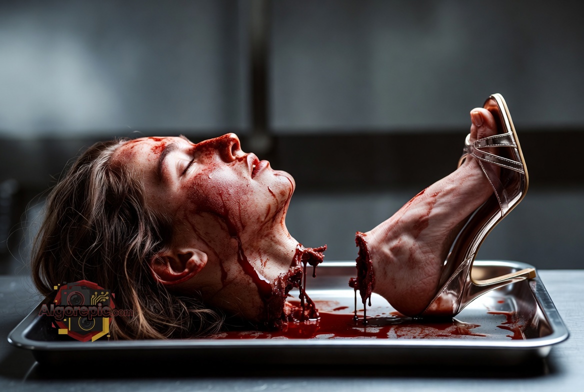 Decapitated Woman on Tray - AI Generated Horror