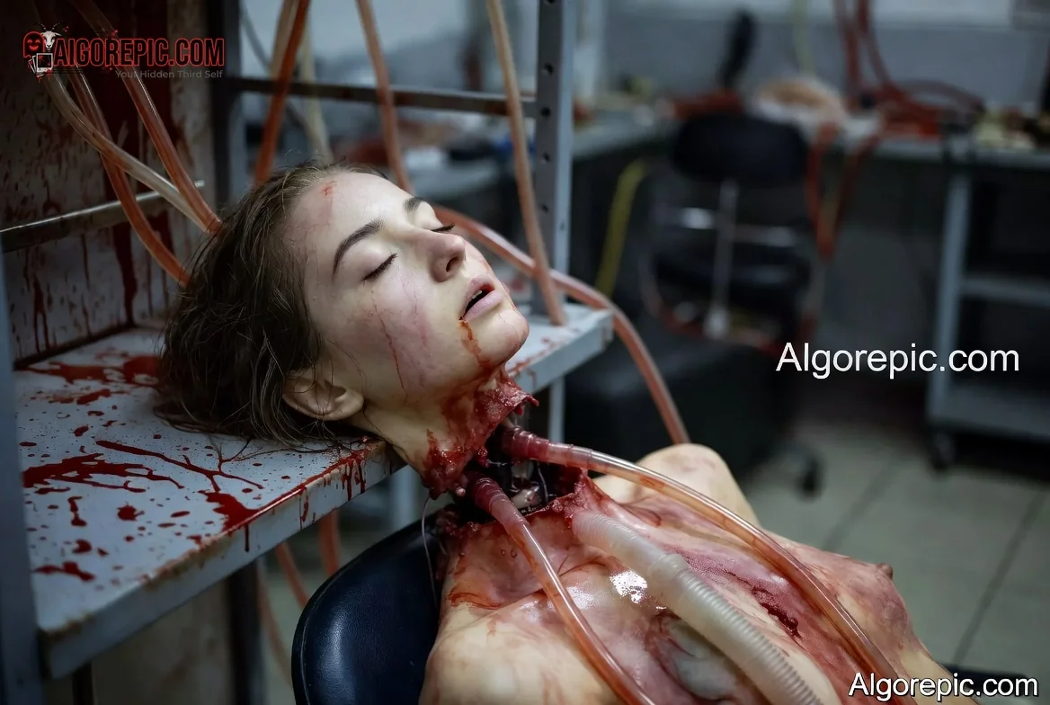 Dissected Woman in Bloody Lab - AI Generated Horror