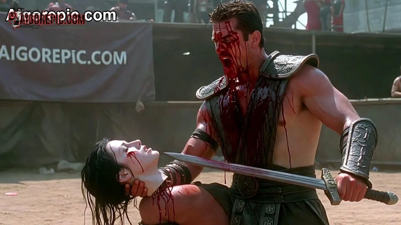 Gladiator Beheading Captive Woman - AI Generated Horror