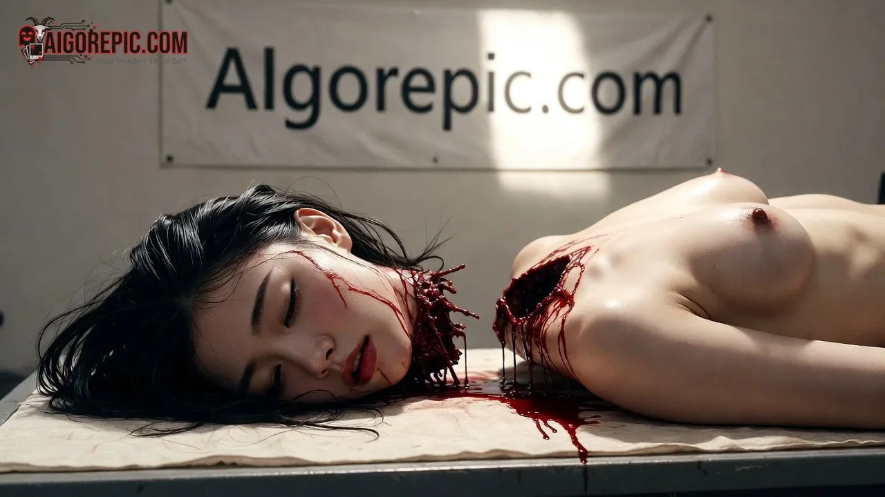 Gory Neck Wound Woman - AI Generated Horror