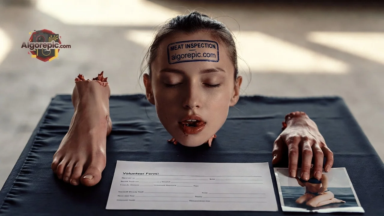 Gruesome Human Replica Display - AI Generated Horror