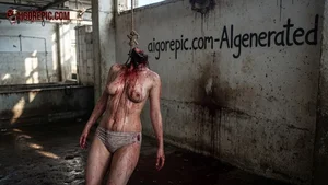 Hanged Woman in Bloody Abattoir