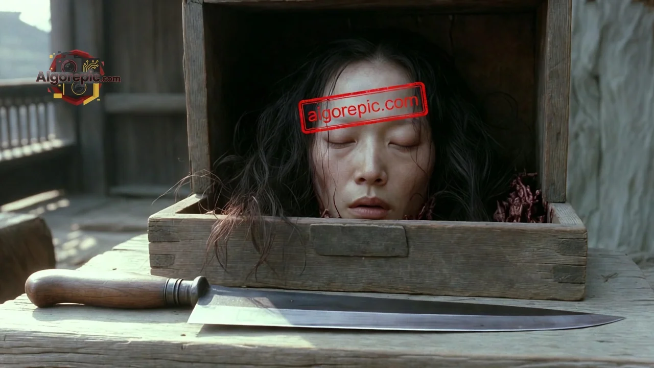 Head in Wooden Box - AI Generated Horror