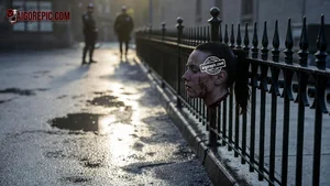 Head on Fence at Dusk